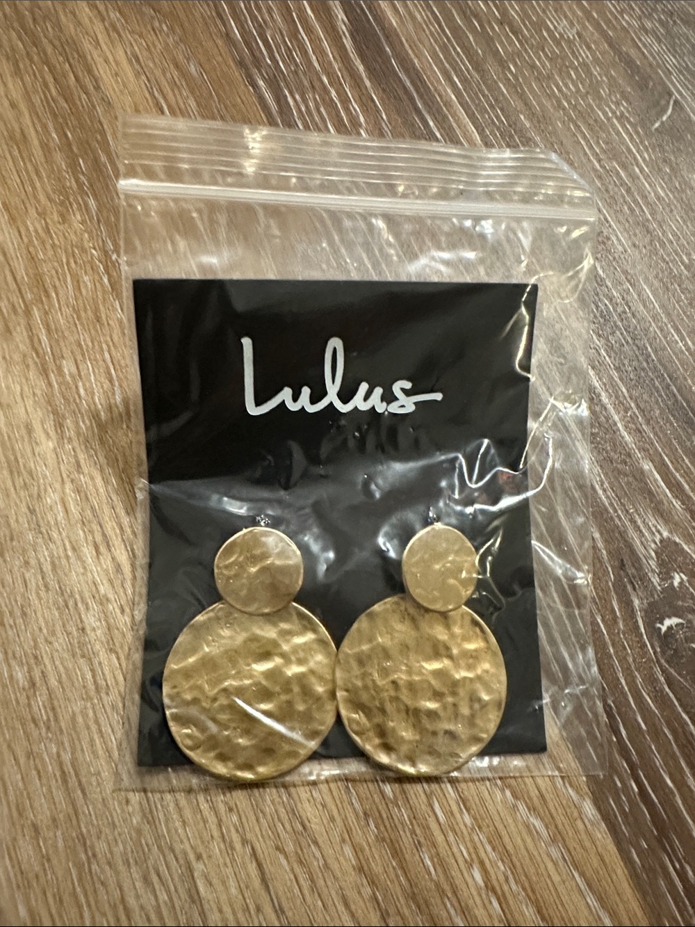 Lulu's Gold Textured Double Disc Drop Earrings